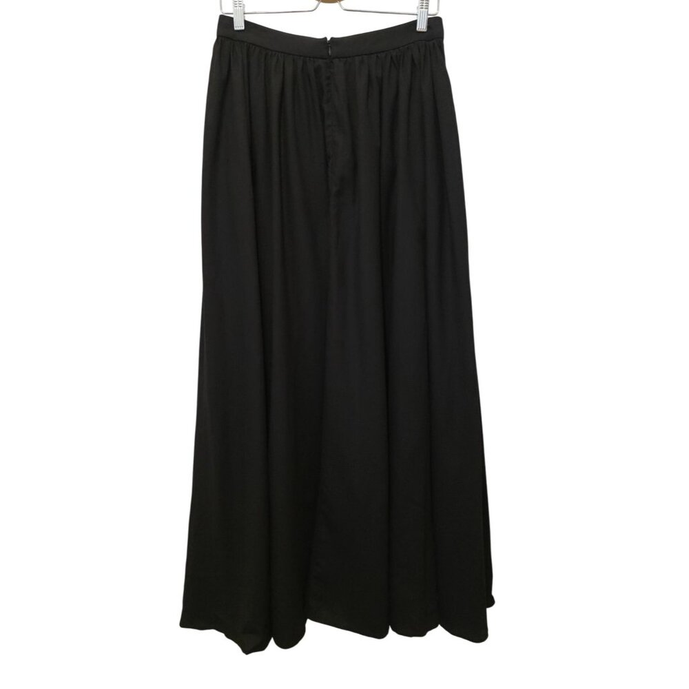 NWT Commense Black Linen Blend Lined Pleated Maxi Skirt w/ Pockets Women's Sz M - Picture 2 of 6